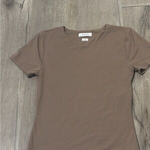 Brown Short-Sleeve Crewneck bodysuit